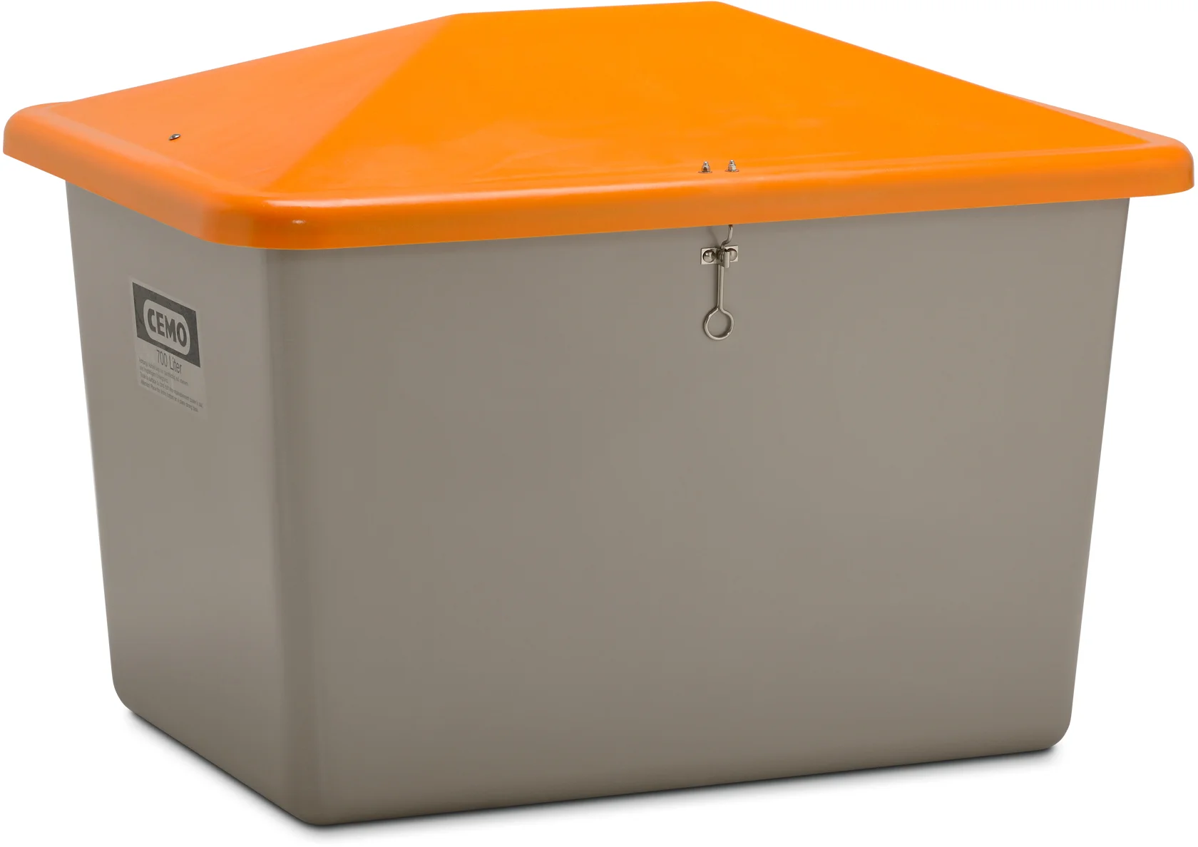 CEMO Grit bin, 700 L, grey, orange
